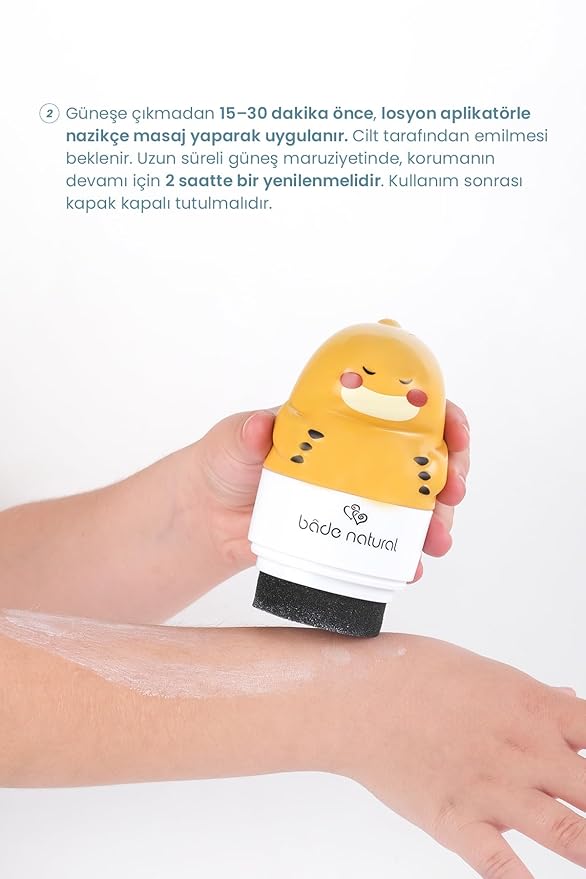 Bade Natural Refillable Dinosaur-Shaped Sunscreen Applicator for Kids – 3.7 fl oz - Roll-On Bottle – Empty, Reusable Dispenser for SPF Lotion – Soft Applicator Tip, Travel-Friendly
