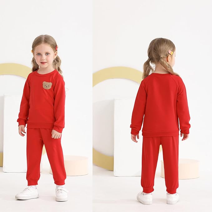 Fall Outfit for Toddler Boy Girl Long Sleeve Bear Sweatshirt Pant Sets Winter Pullover Clothes