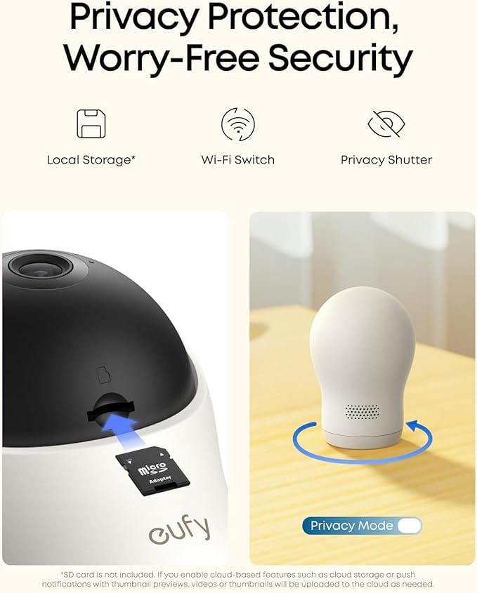 eufy Baby Monitor C10 with 2K HD Camera, 4.5" 480p Display, 4× Zoom, Pan-Tilt, Night Vision, Hybrid Wi-Fi & No Wi-Fi Connection, 12 H Battery, Motion, Cry, Noises, Temperature Alerts, 2-Way Talk, VOX