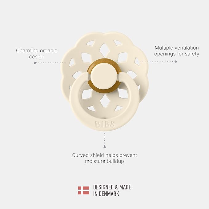 BIBS Boheme Soother 4-Pack | BPA Free Dummy Pacifier Round Nipple | Natural Rubber Latex | Made in Denmark | Size 6-18 Months | Dusky Lilac Mix