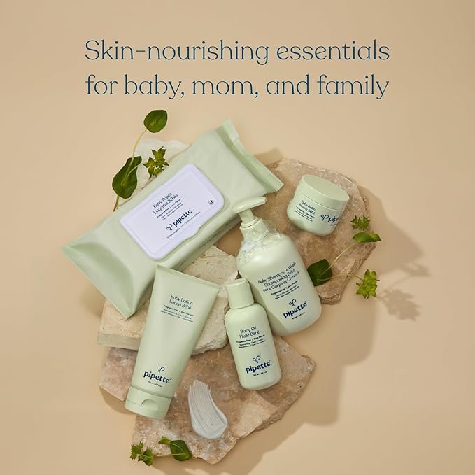 Pipette Baby Shampoo and Body Wash - Fragrance Free, Tear-Free Bath Time, Hypoallergenic, Moisturizing Plant-Derived Squalane, New Formula, 11.8 fl oz