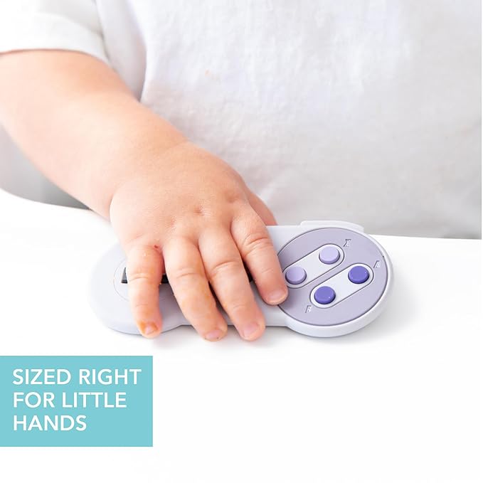 Bumkins Baby Teething Freezer Toy Keys Rings, Soft Flexible Silicone Pacifier, Safe to Chew, Cool Teether Gum Relief, Essentials for Babies 3 Months, Freezable, Textured, Nintendo SNES Controller