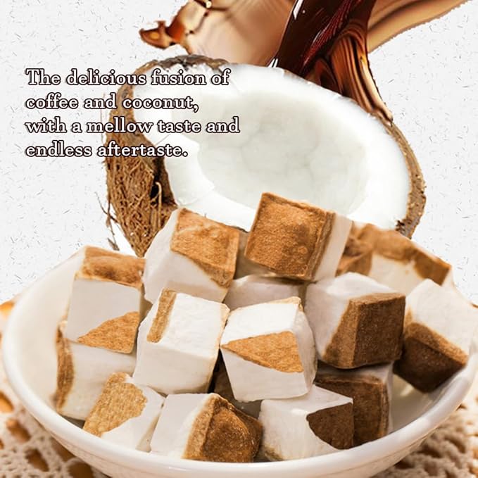 Freeze dried coffee coconut milk chunks (150g/5.29), coffee coconut milk crisps, Crispy freeze-dried snacks