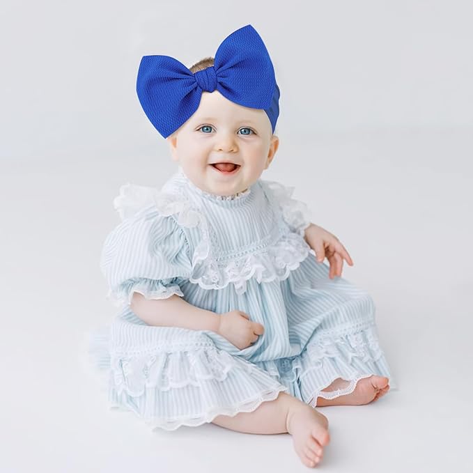 YanJie 3PCS 7'' Baby Girl Headbands Big Bows Soft Infant Toddler Headbands Baby Hair Bows Elastics Hairbands Newborn Kids Red Yellow Blue