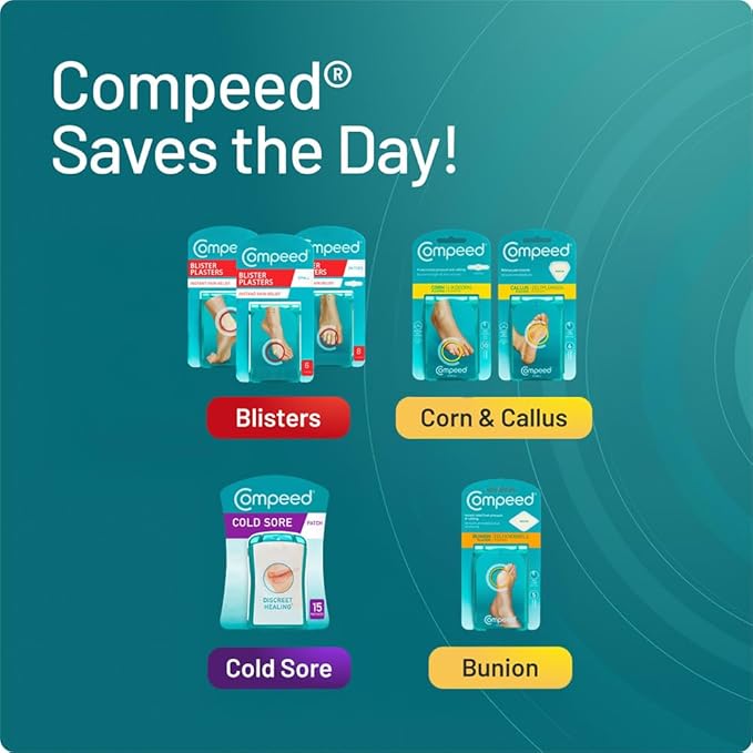 Compeed On Toes Blister Plasters, 8 Hydrocolloid Plasters, Foot Treatment, Heal Fast, Dimensions: 1.7 cm x 5.1 cm