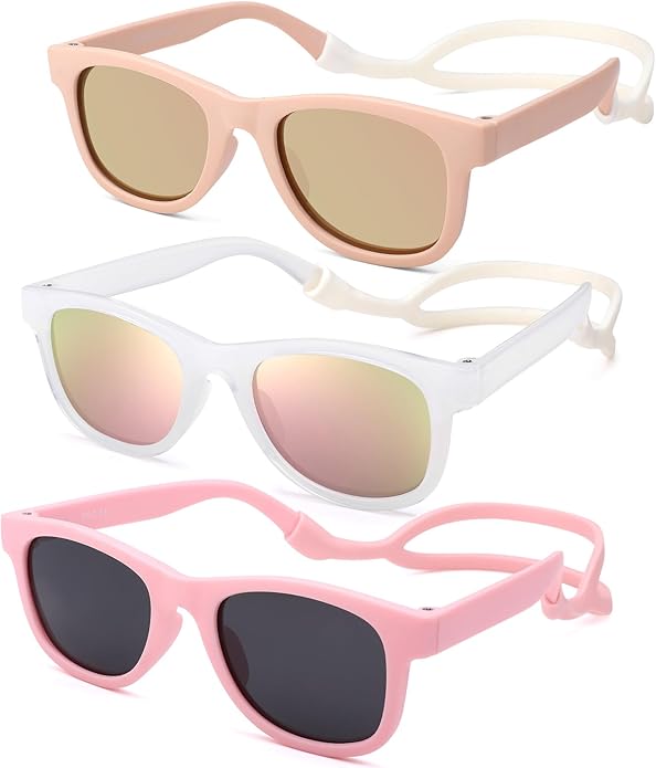 COASION Bendable Flexible Polarized Newborn Baby Sunglasses with Silicon Strap for Infant Boys Girls Age 0-12 Months CA9042