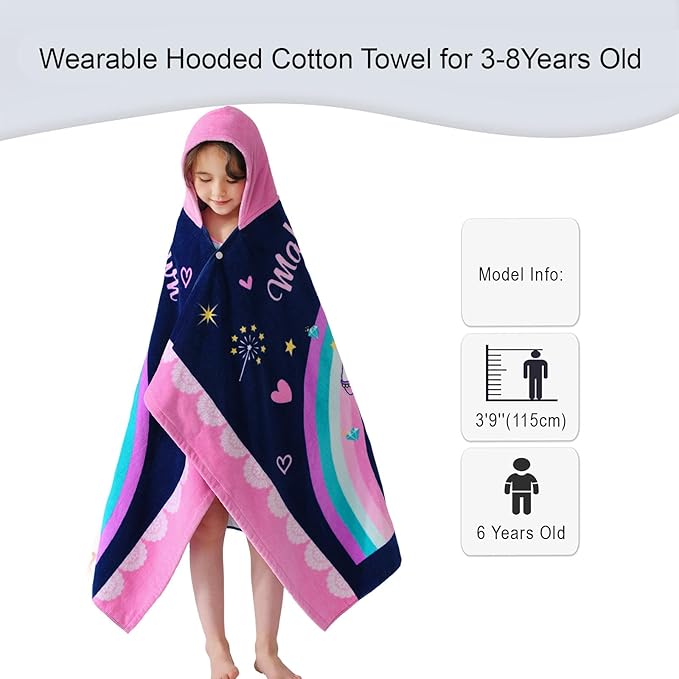 VOOVA & MOVAS Toddler Towels for Girls Age 3-8, 30''X50, Soft Thick Absorbent Cotton Towels for Boys | Perfect for Beach, Pool, Bath, Magic Unicorn