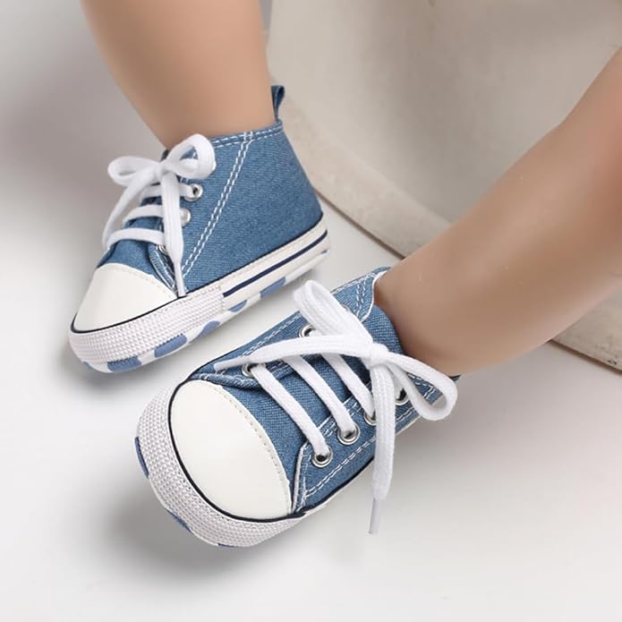 Unisex Baby Girls Boys Canvas High-top Shoes, Newborn Infant Anti-Slip Soft Sole Frist Walking Breathable Sneakers