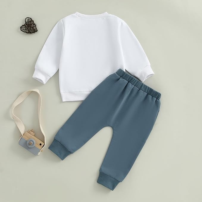 WZTYYDS Toddler Baby Boy Fall Clothes Letter Truck Long Sleeve Pullover Sweatshirt Tops Joggers Pants Set Winter Outfits