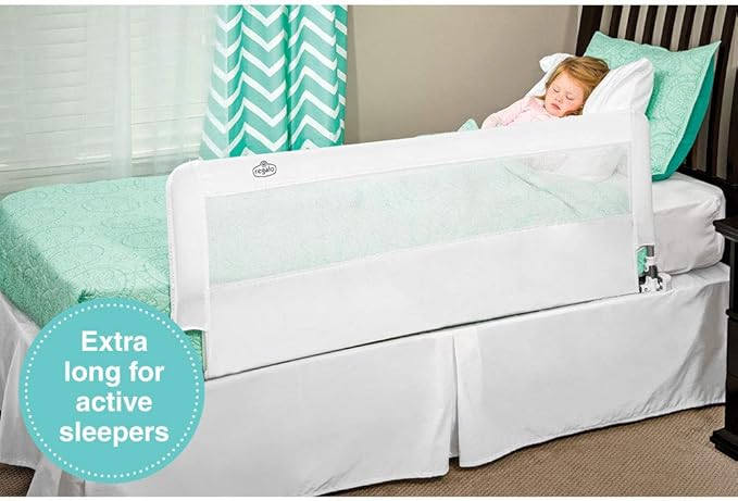 Regalo Hideaway 54-Inch Extra Long Bed Rail Guard, with Reinforced Anchor Safety System, 54” L x 20” H, For ages 2 - 5 years
