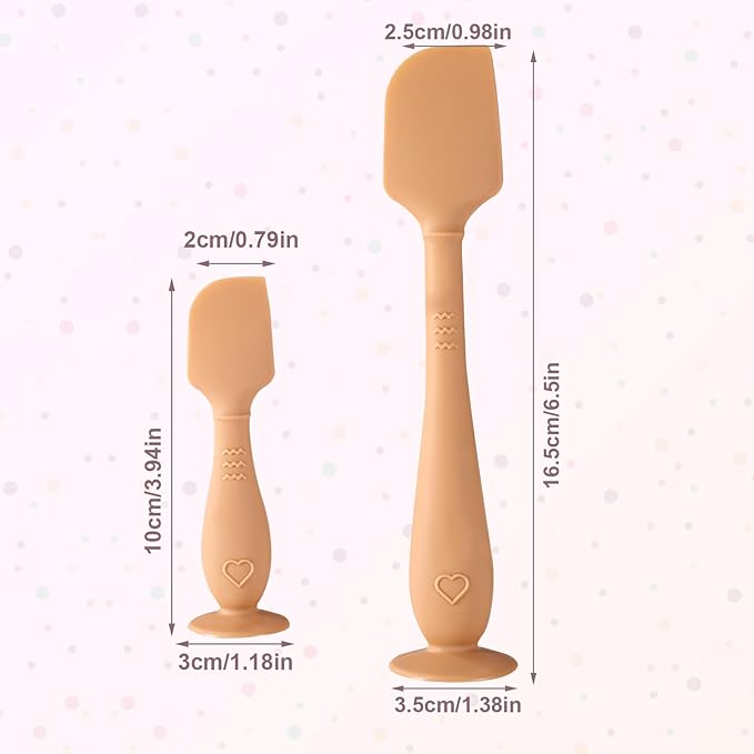 2pcs Baby Diaper Cream Spatula with Travel Case, 2 Sizes Soft Flexible Silicone Butt Paste Applicator Baby Diaper Rash Cream Spatula Bum Brush for Newborn(Brown)