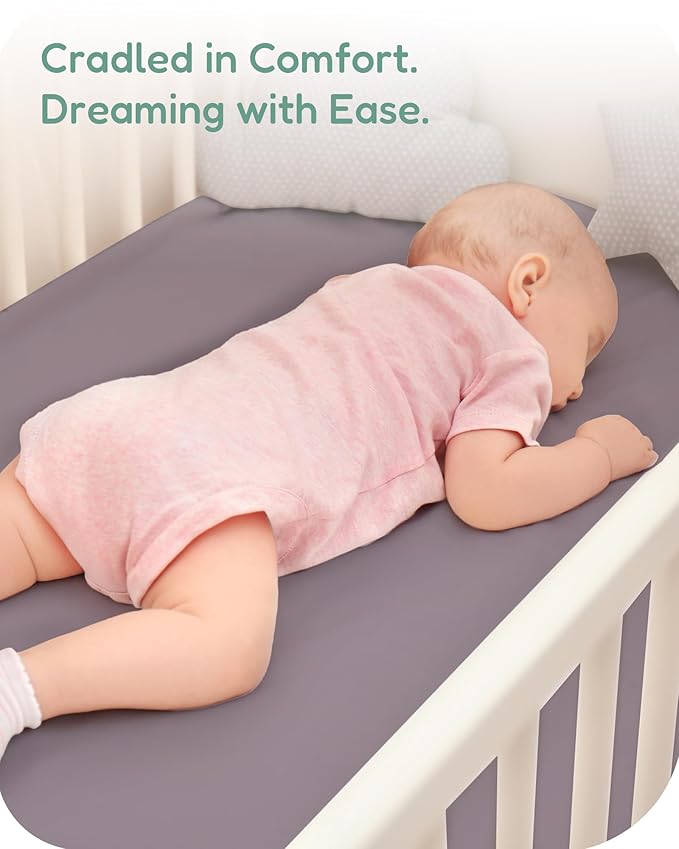 Crib Sheets 2 Pack, Fitted Crib Sheet for Standard Crib Mattress 28x52x9, Ultra Soft Jersey Knit, Breathable Stretchy Deep Pocket, Snug Fit Stays Put, Baby Crib Mattress Sheet
