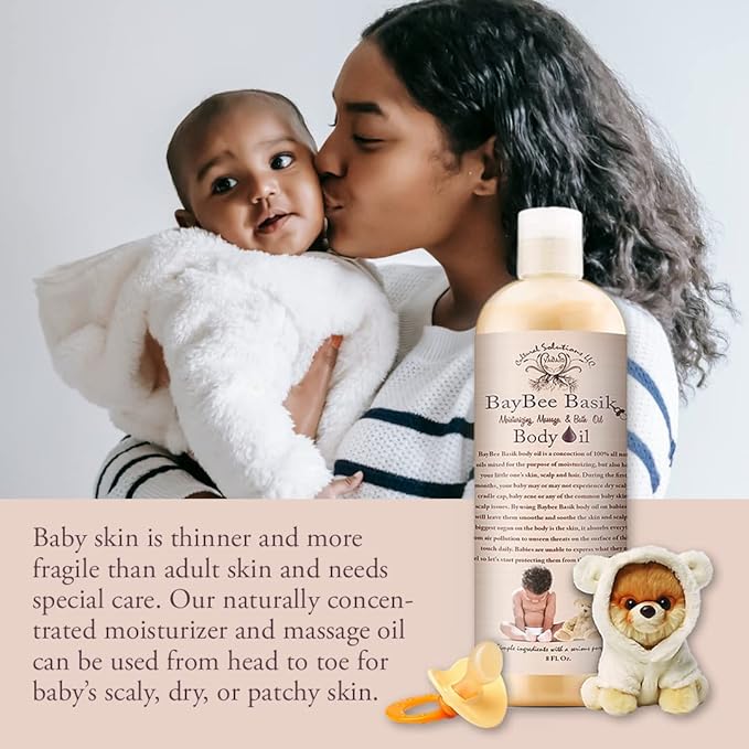 Yadain Baybee Basiks Head 2 Toe Moisturizing Massage & Body Oil | Baby Bath Oil Moisturizer For Sensitive Skin & Hair, 12oz
