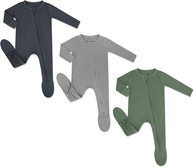 HAPIU Rayon from Bamboo Baby Footed Pajamas, 2 Way Premium Zipper, Footie for Baby Boy Girls, Newborn-24 Months