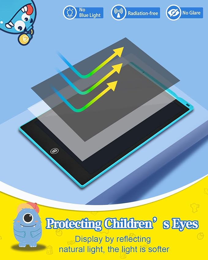 cimetech LCD Writing Tablet, Toys Gifts for 3-8 Year Old Girls Boys, 12 Inch Colorful Drawing Pad for Kids Doodle Board, Christmas Stocking Stuffers Birthday Gifts for Toddler Travel Activities, Blue
