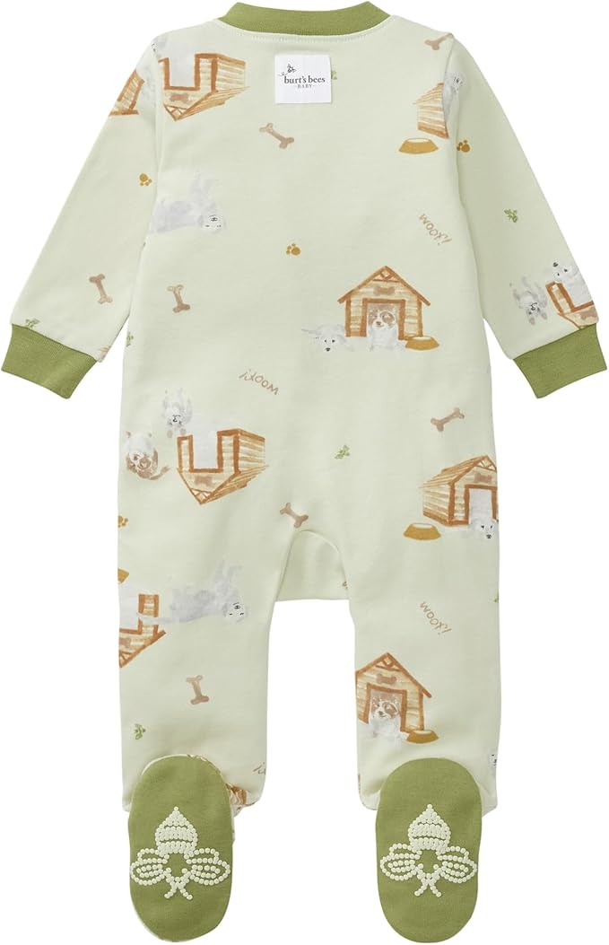 Burt's Bees Baby Boys Sleep and Play PJs, 100% Organic Cotton One-Piece Zip Front Romper Jumpsuit Pajamas