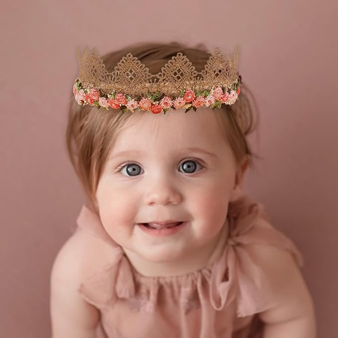 cherrboll 3pcs Baby Girl Headbands Flowers, Super Soft & Stretchy Nylon Floral Hairbands for Newborn Toddler