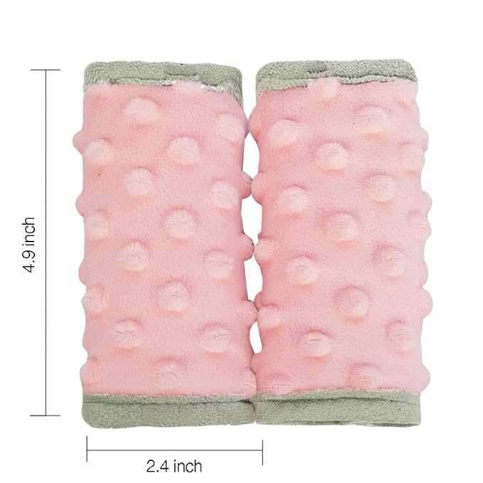 car seat Strap Cover for Baby, seat Belt Cover Cushion, Belt Pads fit Baby Carrier/Pushchair/Stroller, Cozy Peace Dotted Minky, Solid Pink
