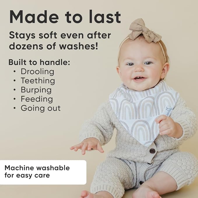 Copper Pearl 4 Pack Soft Cotton Baby Bibs for Drooling and Teething, Absorbent Drool Bibs for Baby Girl and Boy, Adjustable to Fit Newborns to Toddlers, Tons of Styles (Bliss)