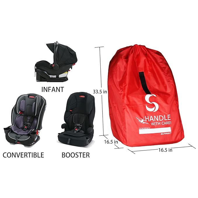 Car Seat Travel Bag for Airplane - Fits Convertible Car Seats, Infant carriers & Booster Seats, Black Upgrade