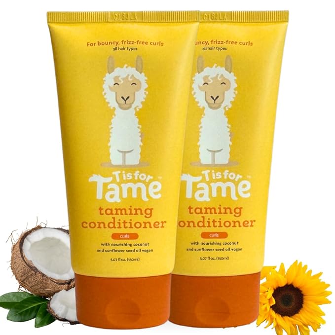 T is for Tame – Natural Curly Hair Conditioner for Kids with Jojoba & Sunflower Oil – Detangles, Softens & Controls Frizz – Plant-Based, Vegan & Hypoallergenic – 5.07 fl oz (2 Pack)