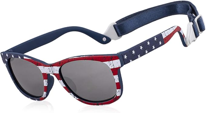 MAXJULI Baby Infant Sunglasses Safe, Soft, With Adjustable Strap 0-24 Months BPA Free 7002