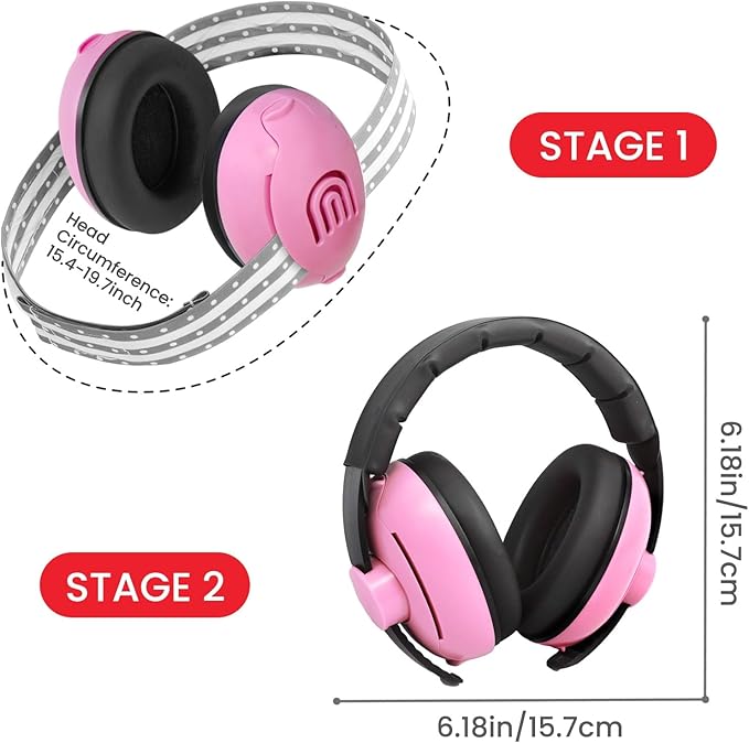 2-in-1 Adjustable Baby & Toddler Noise Cancelling Headphones - Ear Muffs for Kids 1-3 for Airplane Travel