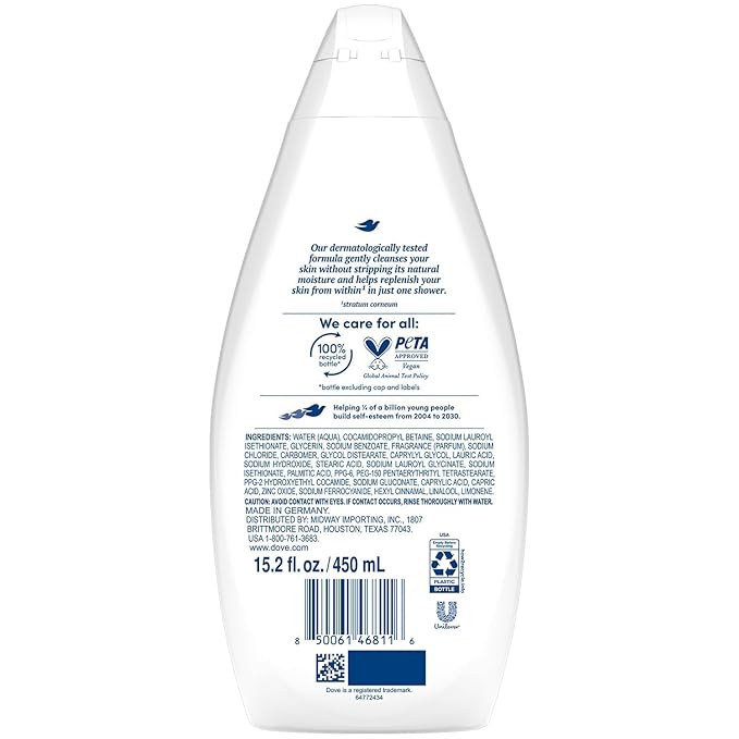 Dove Body Wash, Hydrate 2-Pack – Moisturizing Cleanser for Smooth, Soft Skin, 15.2 Oz Ea