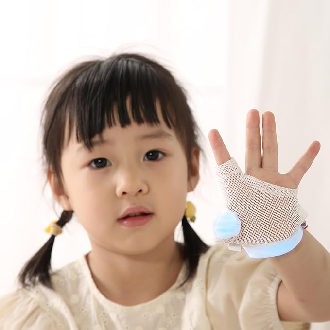 Thumb Sucking Guard for Kids with Finger Sucking Guard Gloves to Stop Thumb Sucking Deterrent Gloves for Ages 6 Months to 8 Years (Blue, L)