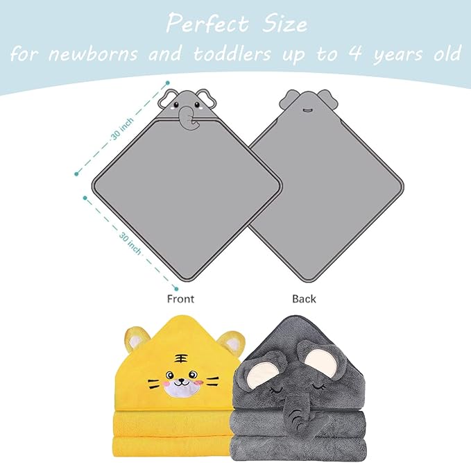 Hooded Baby Towels - Premium Ultra Soft Organic Baby Bath Towel – Absorbent and Hypoallergenic Towels for Baby Boy Girl, Toddler, Newborn Essentials (Tiger)