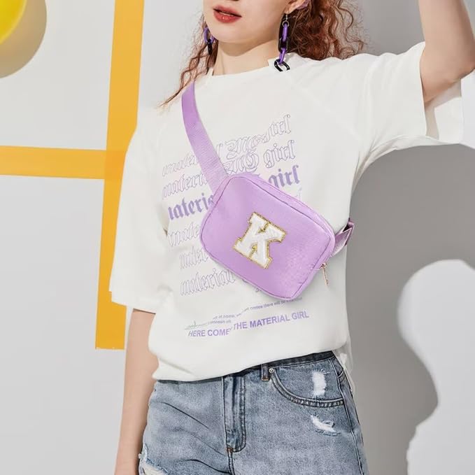 YOOLIFE Birthday Gifts for 4 5 6 7 8 9 10 11 12 13 14 Year Old Girls - Initial Fanny Pack Belt Bag Purse for Girls Teens Daughter Sister Niece, Personalized Trendy Stuff for Teen Girl Kids | Purple F