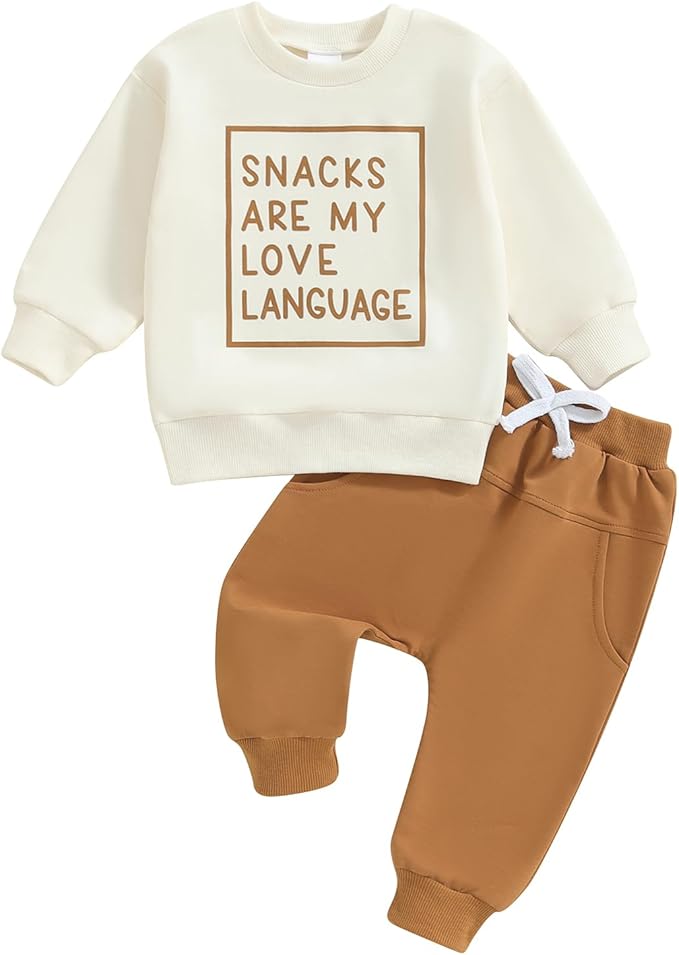Infant Baby Boy Fall Clothes Set Funny Letter Sweatshirt Pant Outfit Toddler Winter Clothes 6 12 18 Months 2T 3T