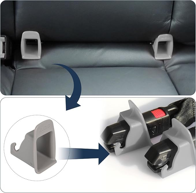 ISOFIX Interface Belt Latch Guide, 2 Pcs Car Seat ISOFIX Interface Buckle Fixed Guide Groove Car Seat Bracket Connector, Grey