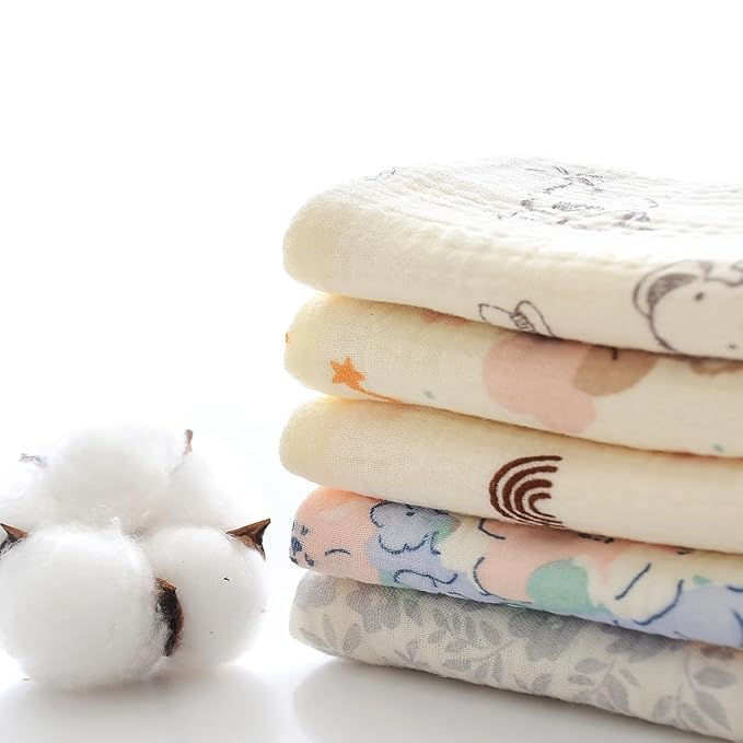 MUKIN Baby Washcloths, Natural Cotton Face Towels, 15 Pack, 10x10 inches