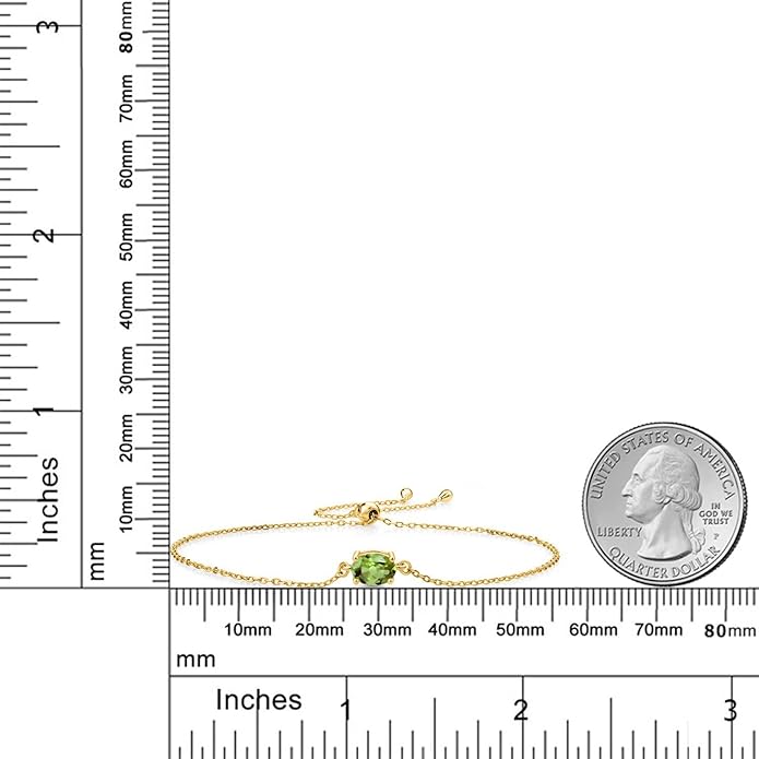 Gem Stone King 7X5MM Oval Gemstone Birthstone Solitaire Bracelet For Women | 925 Sterling Silver | Adjustable Bolo Bracelet For Women | Fine Jewelry Gifts for Her Mom Wife