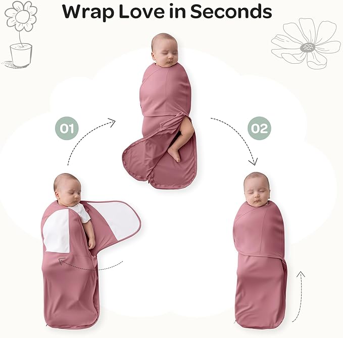 Momcozy Swaddles for Newborns, Quiet Fastener Suitable for Infant 0-3 Months, New-Parent-Friendly Swaddle Sack, Reduce Startle Reflex, Newborn Boys Girls Registry Essentials, 2-Pack, Bloom