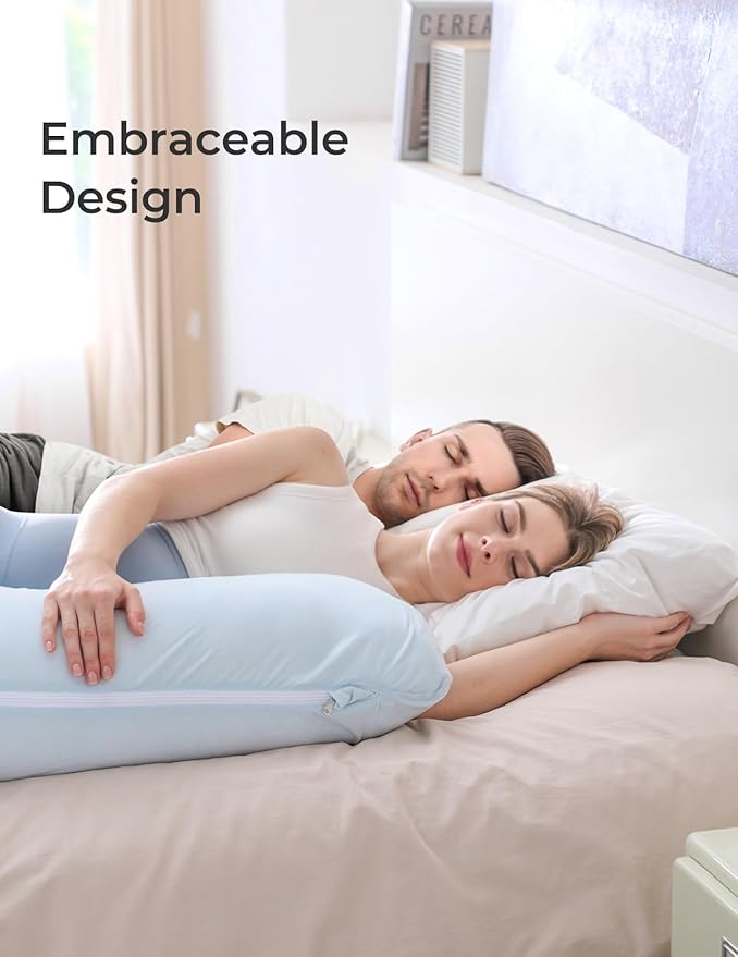 Momcozy Pregnancy Pillows for Side Sleeping, J Shaped Maternity Body Pillow for Pregnancy, Soft Pregnancy Pillow for Head Neck Belly Support, Blue