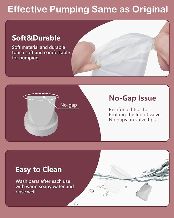 12PC M6 Breast Pump Replacement Accessories, Including 8pcs Duckbill Valve and 4pcs Diaphragms for Momcozy Mobile Style | M6, Replace for Momcozy Pump Parts, Not Original Parts, 12PC Gray