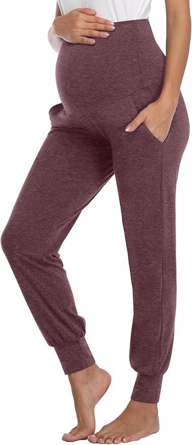 AMPOSH Women's Maternity Pants Stretchy Lounge Workout Sweatpants Casual Loose Comfy Pregnancy Joggers with Pockets