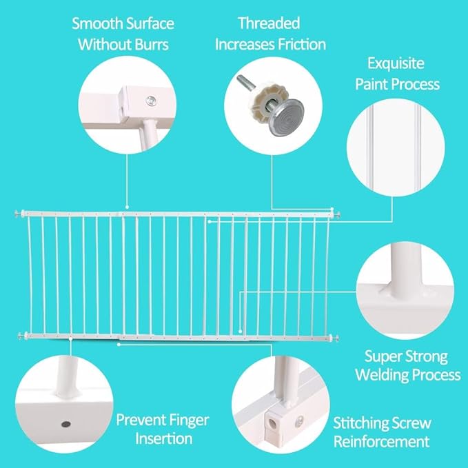 WAOWAO Window Safety Guards for Children Kids Child Toddler Pets Proof Extra Wide White Tension Security Window Guard Gate for Home Fit 61.41"-86.61" Sliding Windows (3 Piece)