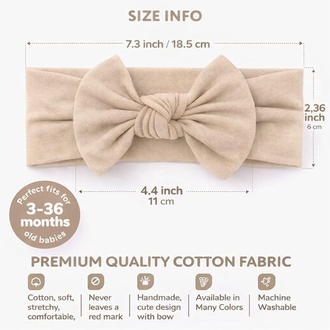 Baby Girl Headbands-Infant,Toddler Cotton Handmade Hairbands with Bows Child Hair Accessories