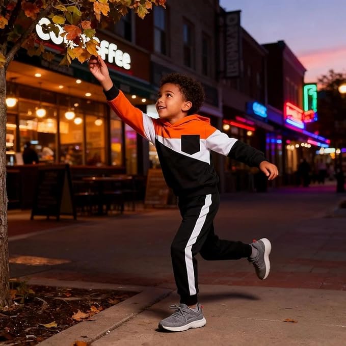 2-6T Toddler Baby Boy Clothes Color Blocking Hoodies + Pants Fall Winter Outfits
