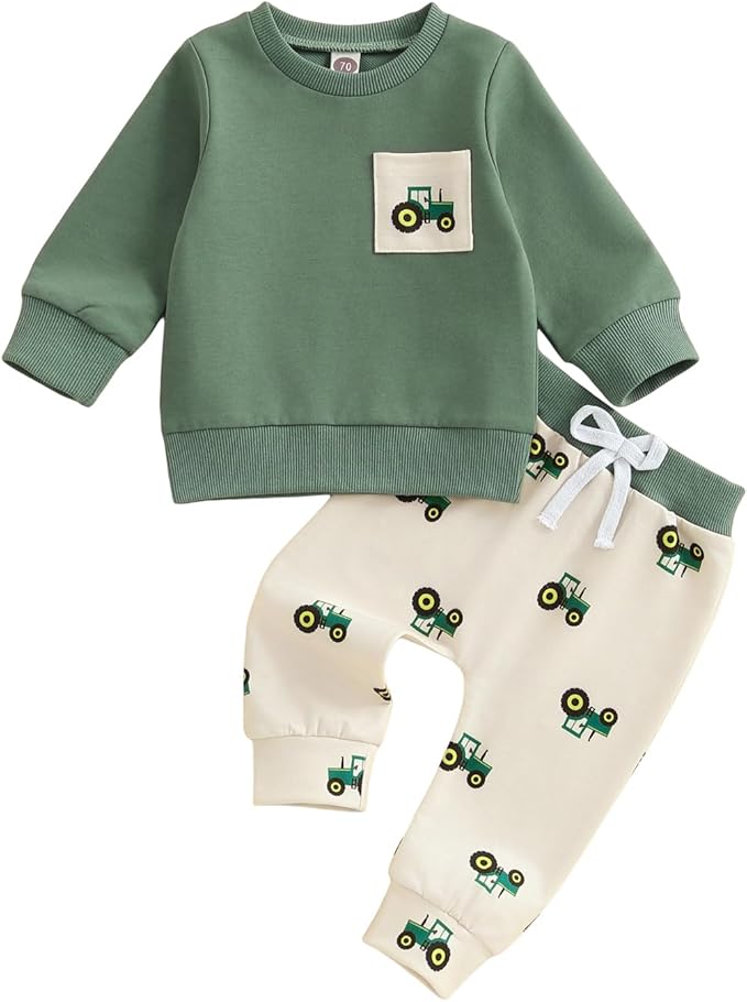 fhutpw Toddler Baby Boy Clothes Funny Letter Long Sleeve Sweatshirt Pullover Top Jogger Pants Fall Winter Outfits