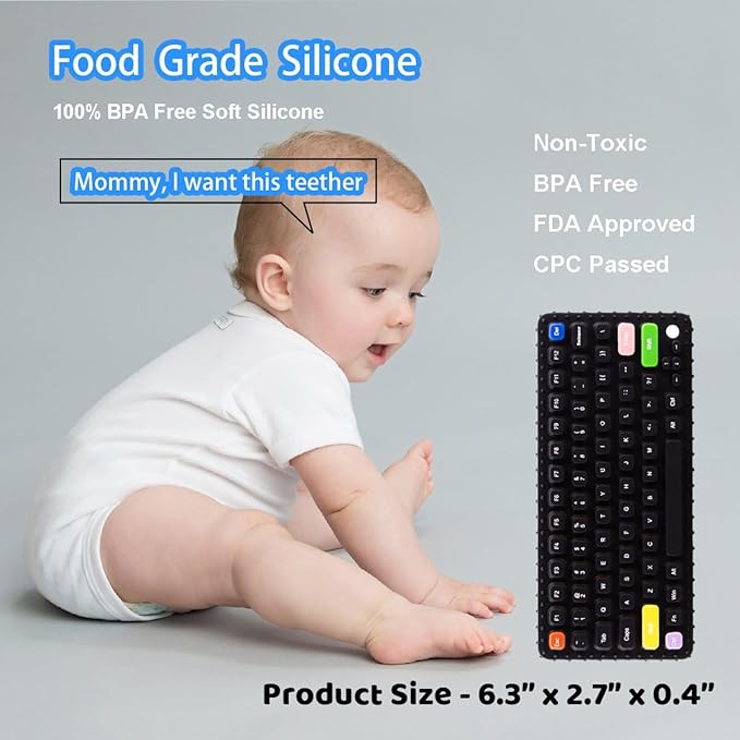 Baby Keyboard Teething Toys for Babies 0-3, 0-6, 6-12 Months | Soft Silicone Keyboard Teethers Toys | Baby Fidget Toys 0-6 Months | Infant Teether Pacifier for Breastfeeding Baby Boy Girl