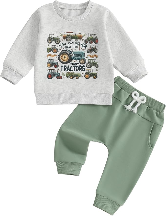 WZTYYDS Toddler Baby Boy Fall Clothes Letter Truck Long Sleeve Pullover Sweatshirt Tops Joggers Pants Set Winter Outfits