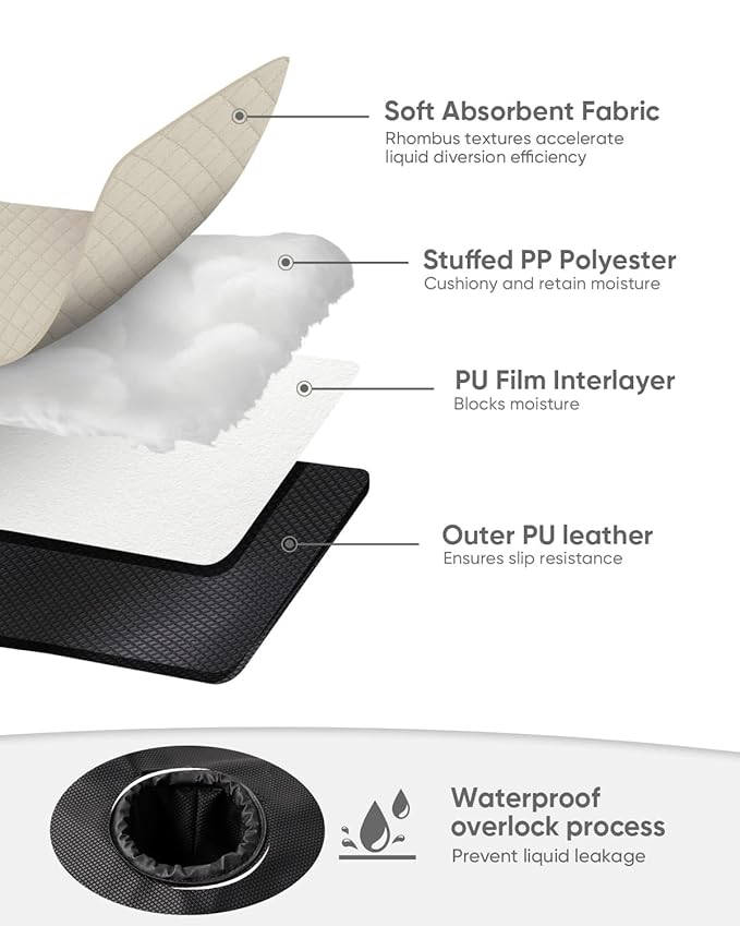 2 Pack Baby Potty Training Car Seat Protector, Waterproof Car Seat Liner for Potty Training Toilet, Baby Infant Toddler Piddle Pad Fits for Carseat, Stroller, Highchair - 2 Pack, Beige
