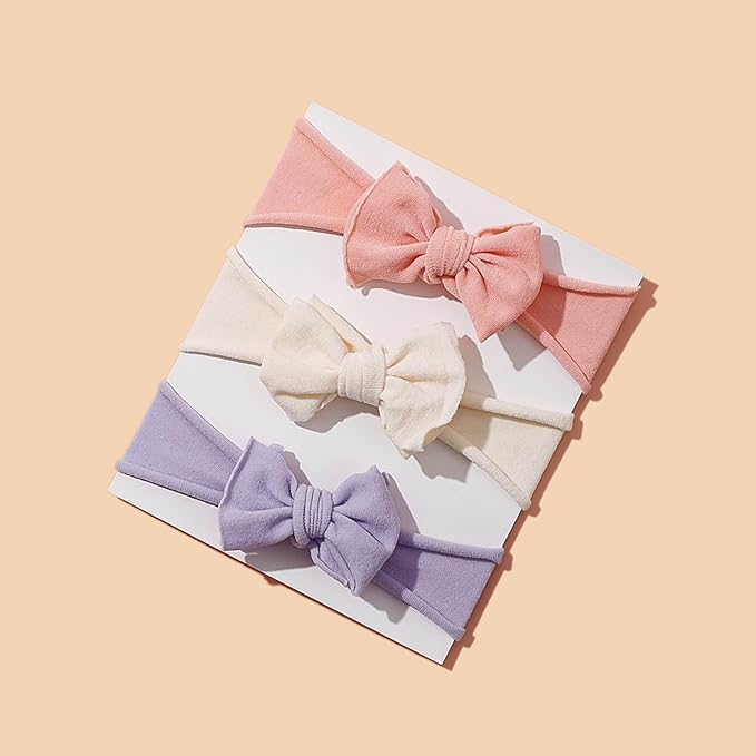 Baby Girl Hairband, 6pcs Nylon Headbands, Stretchy Knot Hair Bows, Double Layer Baby Bow Hair Accessories, Gift for Newborn Infant Toddlers Kids