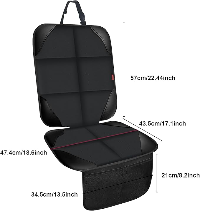 Car Seat Protector for Child Seats,1 Pack Car Seat Cushion,Waterproof Fabric Car Seat Covers for Non-Slip Backing Mesh Pockets for Baby,Pet,SUV, Sedan and Trunk(Black)