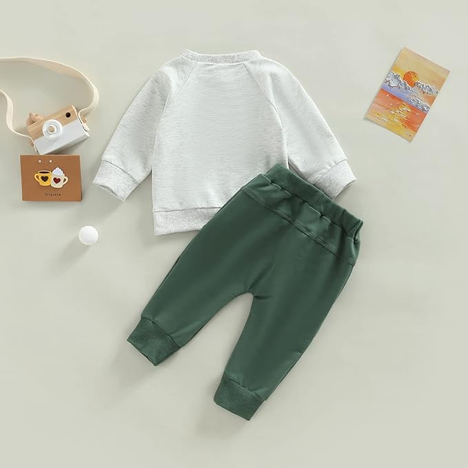 Toddler Baby Boy Fall Outfit Crewneck Long Sleeve Sweatshirt Tops Elastic Pants Jogger Cute Newborn Winter Clolthes Set