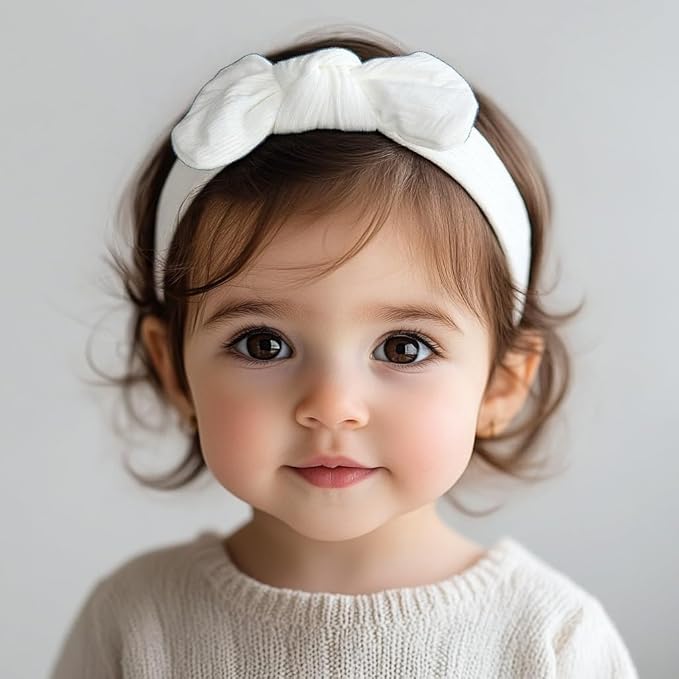 Handmade Baby Headbands Soft Stretchy Nylon Hair Bands with Bows for Newborn Infant Baby Toddler Girls- Pack of 3 (Set-B, 3 Count (Pack of 1))